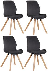 CLP 4er Set Stuhl Luna Samt Dunkelgrau
