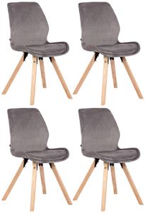CLP 4er Set Stuhl Luna Samt Grau