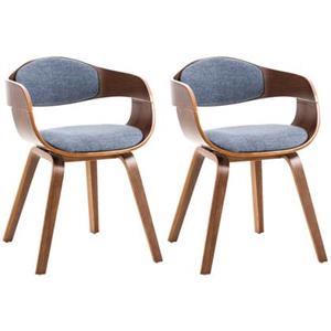 CLP 2er Set Stühle Kingston Stoff Walnuss/blau