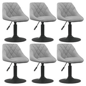 vidaXL Eetkamerstoelen draaibaar 6 st fluweel lichtgrijs