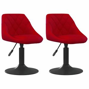 vidaXL Eetkamerstoelen draaibaar 2 st fluweel wijnrood