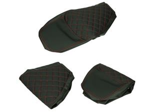 Regia Europe Buddybezug Raute gesteppt, zwart / rood, Carbon-Look voor NIU NQ1 S