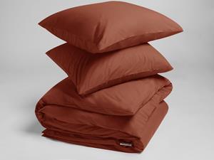Yumeko Overtrekset percal rusty red 200x220 + 2/60x70 100% biologisch en fairtrade katoen, percal geweven