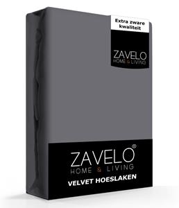 Zavelo Flanel Velvet Hoeslaken Antraciet-Lits-jumeaux (160x200 cm)