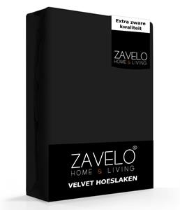 Zavelo Flanel Velvet Hoeslaken Zwart-2-persoons (140x200 cm)