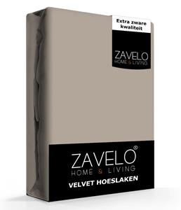 Zavelo Flanel Velvet Hoeslaken Taupe-Lits-jumeaux (160x200 cm)