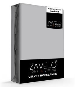 Zavelo Flanel Velvet Hoeslaken Grijs-Lits-jumeaux (160x200 cm)