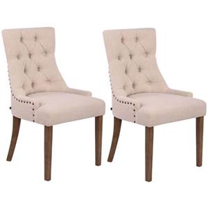 CLP 2er Set Esszimmerstuhl Aberdeen Stoff Antik-hell Creme