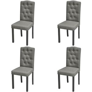 Eetkamerstoelen gecapitonneerd stof grijs 4 st