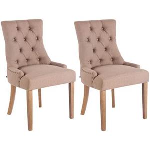 CLP 2er Set Esszimmerstuhl Aberdeen Stoff Antik-hell Taupe