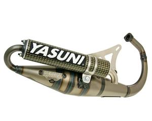 Yasuni Uitlaat  Scooter Z geel Carbon voor Minarelli verticaal