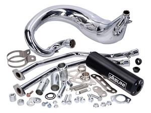 Yasuni Uitlaat  Cross ML MAX zwart Chroom voor MBK X-Limet 50, Malaguti XTM, Motorhispania Furia, RX, RYZ, Peugeot XPS, Rieju RR Enduro, Yamaha DT-R...