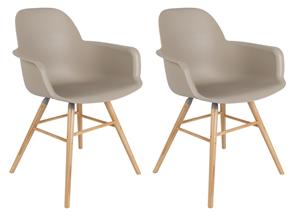 Zuiver Albert Kuip Eetkamerstoelen armleuning Taupe - Set van 2