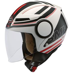 Smk Open helm  STREEM Rood/Zwart/Wit, Maat XL