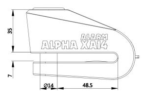 OXFORD Alpha XA14 Alarm, Schijfremslot voor de moto, Geel-Zwart