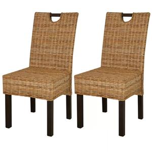 vidaxl Eetkamerstoelen Kubu 2 stuks rattan mangohout