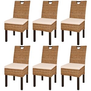 vidaxl Eetkamerstoel 6 st kubu rattan mangohout