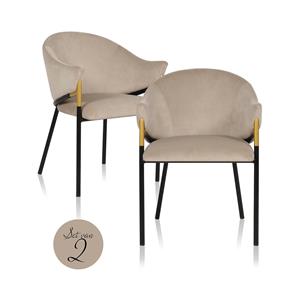 Richmond Interiors Richmond Eetkamerstoel Jocasta velvet set van 2 stuks kleur, Quartz Khaki