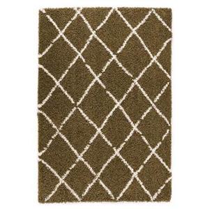 Boho&me Hoogpolig vloerkleed ruiten Habitat - olijfgroen/wit - 160x230