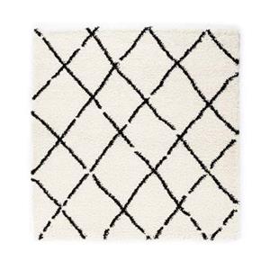 Boho&me Vierkant hoogpolig vloerkleed ruiten Artisan - wit/zwart -