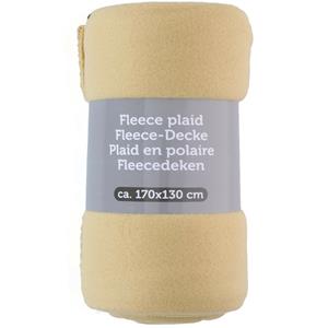 Excellent Houseware Polyester fleece deken/dekentje/plaid 170 x 130 cm licht geel -