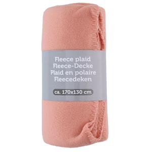 Excellent Houseware Polyester fleece deken/dekentje/plaid 170 x 130 cm zalm roze -