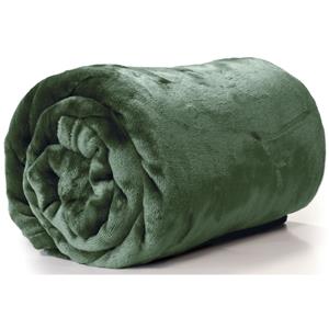 Unique Living Enzo Fleece deken/plaid 130 x 180 cm - pesto groen -