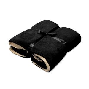 Unique Living Pluche plaid/deken zwart 130 x 160 cm -