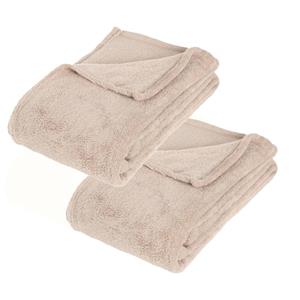 Atmosphera 2x Stuks Fleece deken/fleeceplaid beige 125 x 150 cm polyester -