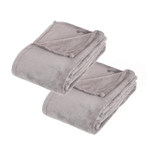 Atmosphera 2x Stuks Fleece deken/fleeceplaid grijs 125 x 150 cm polyester -