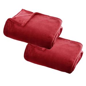 Atmosphera 2x Stuks Fleece deken/fleeceplaid rood 125 x 150 cm polyester -