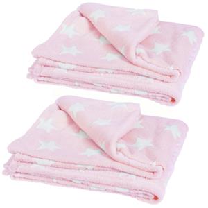 H&S Collection Fleece dekens/plaids - 2x - roze - 130 x 160 cm -