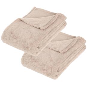 Atmosphera 2x Stuks Fleece deken/fleeceplaid beige 130 x 180 cm polyester -