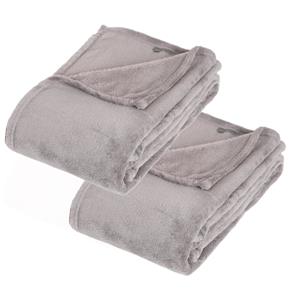 Atmosphera 2x Stuks Fleece deken/fleeceplaid grijs 130 x 180 cm polyester -