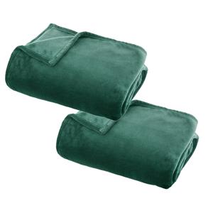 Atmosphera 2x Stuks Fleece deken/fleeceplaid groen 125 x 150 cm polyester -