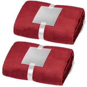 Stricker Fleece dekens/plaids 2 stuks bordeaux rood 240 grams polyester 120 x 150 cm -