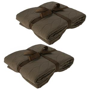H&S Collection Dekens/plaids - 2x - donkerbruin - 200 x 220 cm - polyester -