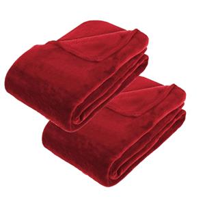 Atmosphera 2x Stuks grote Fleece deken/fleeceplaid rood 180 x 230 cm polyester -