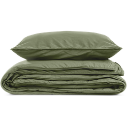 Van Morgen Overtrekset katoen satijn olive green (overtrek zonder kussenslopen) 240x220cm