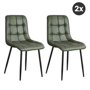 HomeMixx  2x Eetkamerstoel Thimphu - Microleder - Groen