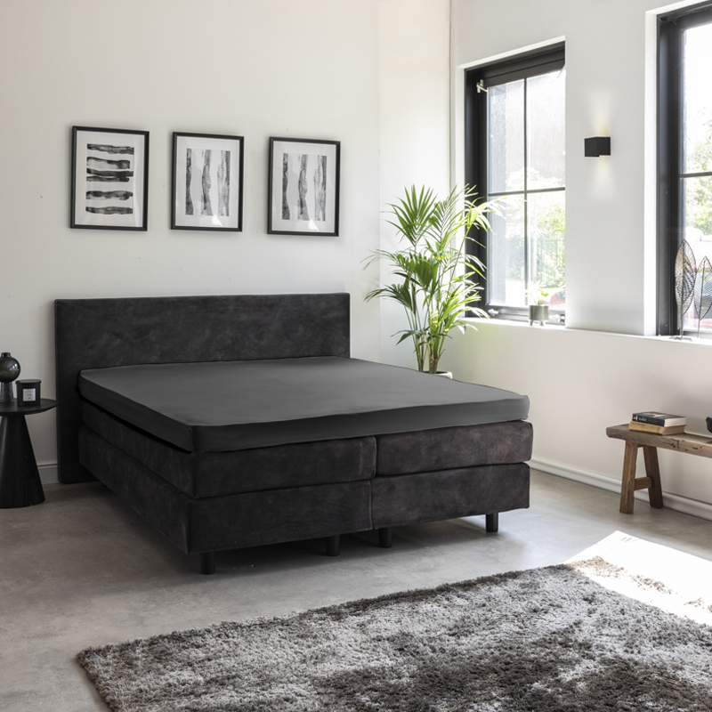 Presence Jersey Egyptisch Katoen Topper Hoeslaken - Antraciet - 90x200 cm - Antraciet - - 
