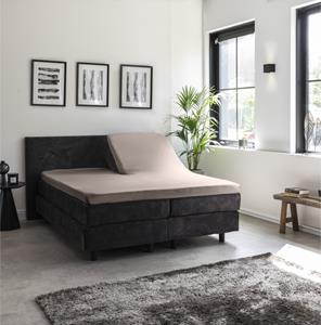 Jersey Egyptisch Katoen Splittopper Hoeslaken - Taupe - 160x200 cm - Blauw - Presence - 