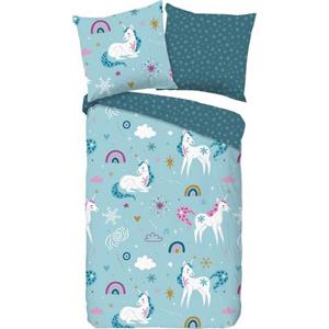 good morning Kinderovertrekset Snowycorn 100% katoen/ flanel (fijnflanel) (2-delig)