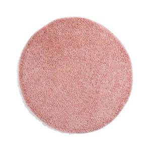 Tapeso Rond hoogpolig vloerkleed shaggy Trend effen - roze - 120 cm