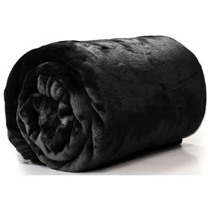 Unique Living Enzo Fleece deken/plaid 130 x 180 cm - zwart -