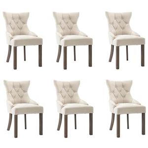 VidaXL Eetkamerstoelen 6 st stof beige