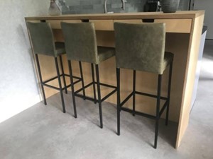 ShopX Leren barstoel break hoog, groen leer, groene barkruk