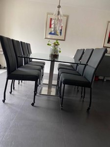ShopX Leren eetkamerstoel deal, zwart leer, zwarte keukenstoelen