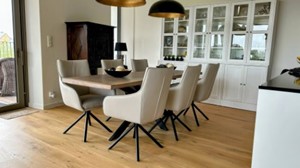 ShopX Leren eetkamerstoel fancy, crème leer, crème keukenstoelen