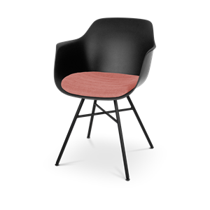 Nolon Noa-Liz eetkamerstoel zwart met terracotta rood zitkussen - zwart onderstel